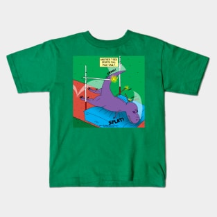 T-Rex Pole Vault Kids T-Shirt